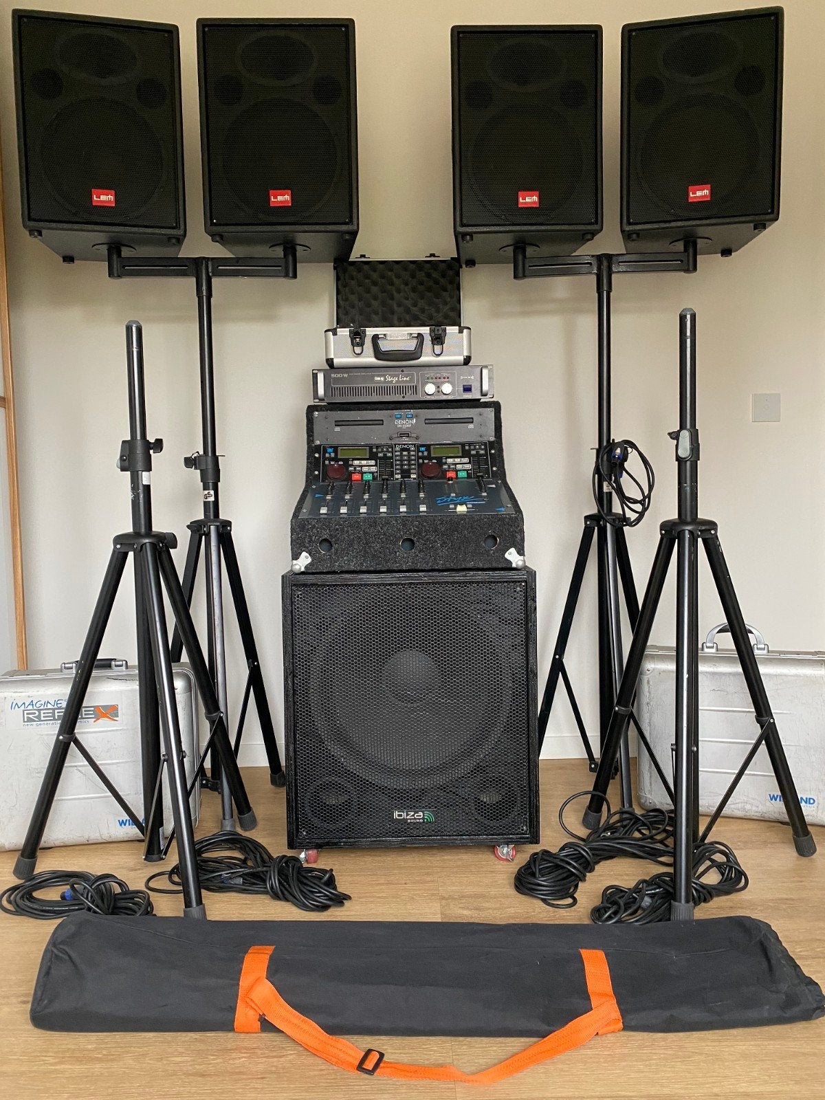 DJ-set PA geluidset 4xtops 1x 18"active Sub en statieven etc, Ophalen, Zo goed als nieuw, Dj-set, Overige merken