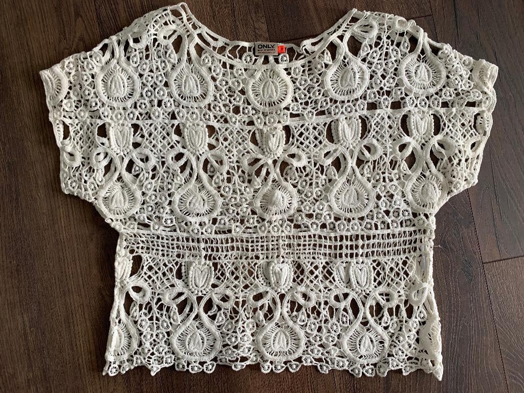 ONLY luchtige ibiza boho witte trui top korte mouw maat 38, Maat 38/40 (M), Only, Wit, Nieuw