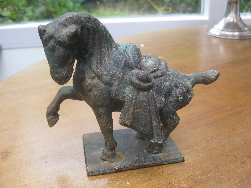 Antiek bronzen paard beeldje, Ophalen of Verzenden