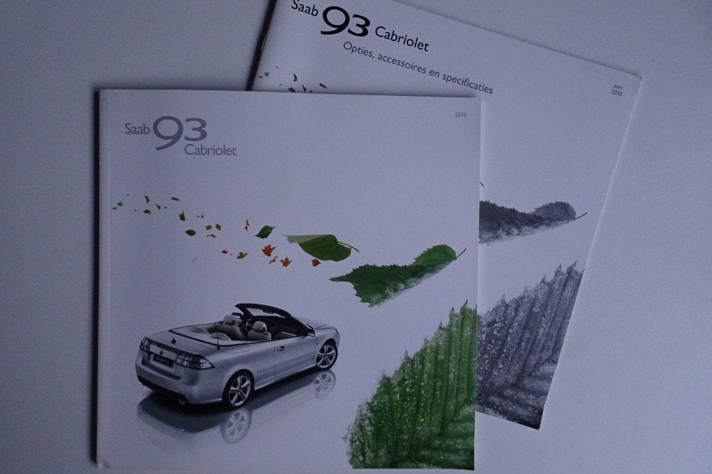Saab 9-3 Cabriolet Brochure + prijslijst (2010), Boeken, Ophalen of Verzenden, Zo goed als nieuw, Overige merken, Saab