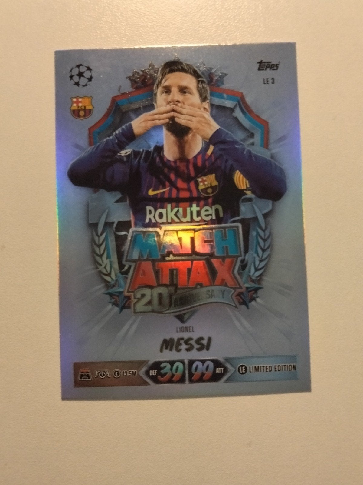 Lionel Messi Match Attax Limited Edition Kaart, Verzamelen, Ophalen of Verzenden, Zo goed als nieuw, Buitenlandse clubs, Spelerskaart