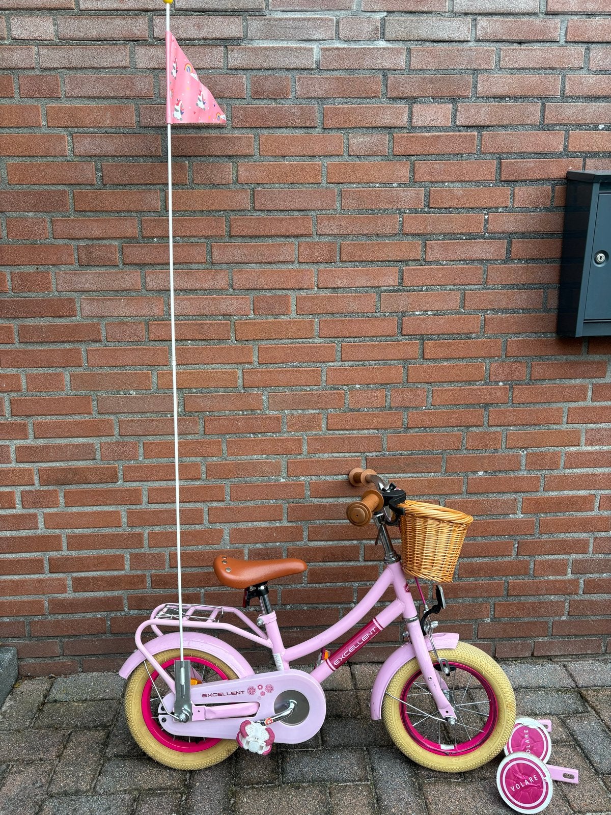 Roze kinderfiets Excellent 12 inch met zijwieltjes, Ophalen, Terugtraprem, Zijwieltjes, Gebruikt