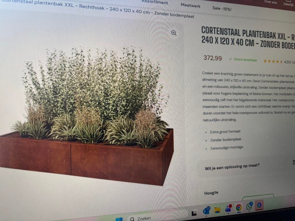 XXL Cortenstalen plantenbak. 240x120x40 nieuw, Tuin en Terras, Bloembakken en Plantenbakken, Ophalen, 100 cm of meer, Nieuw, Metaal