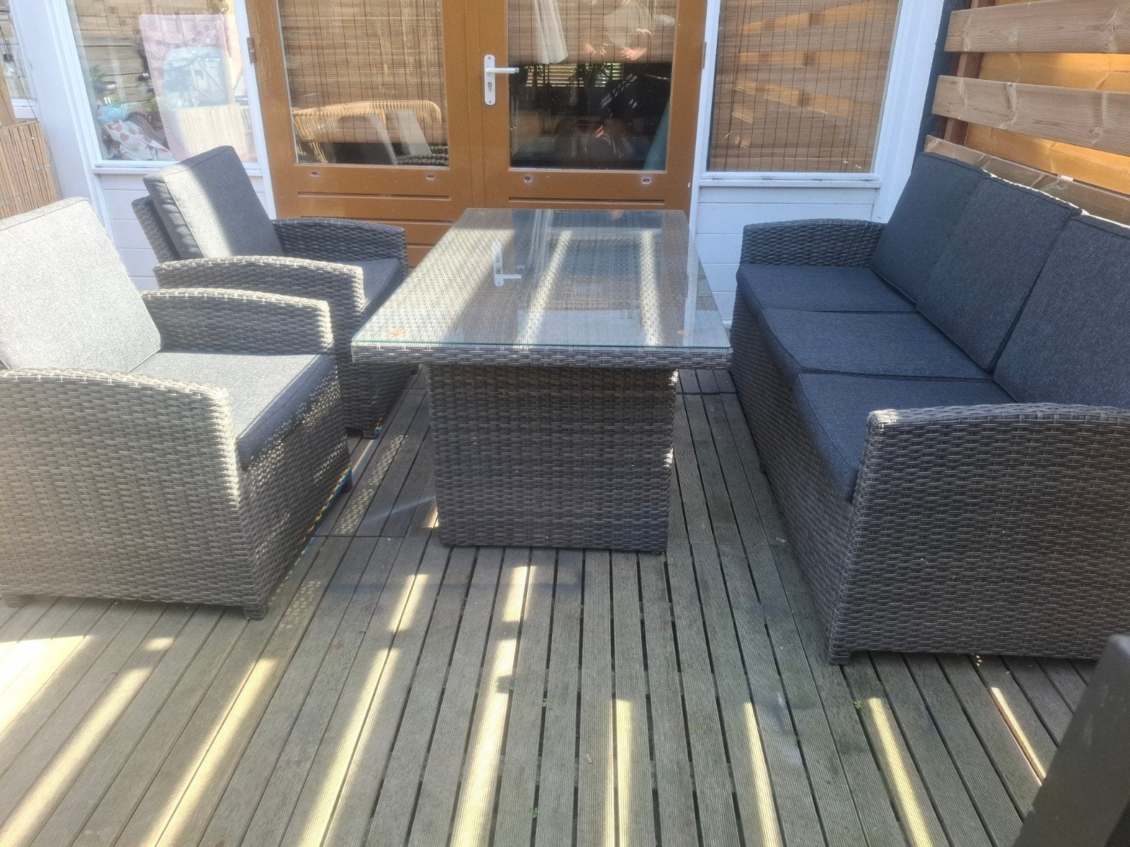 Nieuwstaat Diningset:, Tuin en Terras, Tuinsets en Loungesets, Ophalen, 5 zitplaatsen, Bank, Zo goed als nieuw