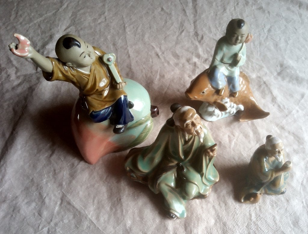 Beeld Chinees Drie Shiwan Ceramic, Ophalen, Zo goed als nieuw, Mens
