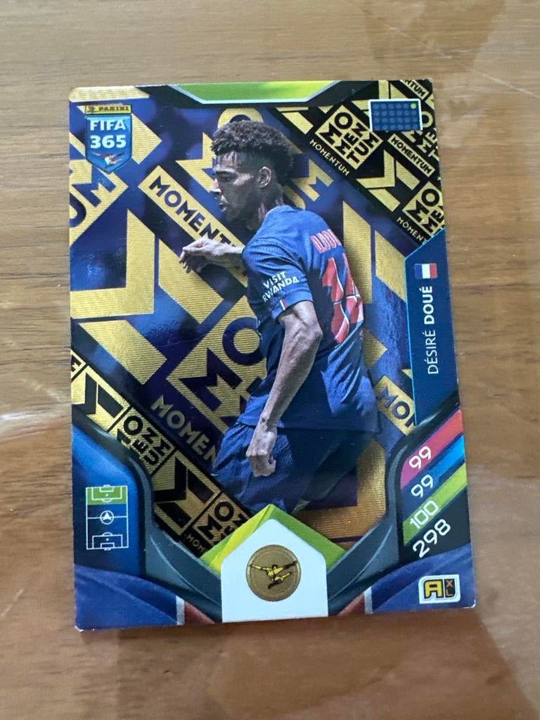 Nette Panini FIFA 365 kaart - Désiré Doué (Momentum), Ophalen of Verzenden, Zo goed als nieuw, Buitenlandse clubs, Spelerskaart