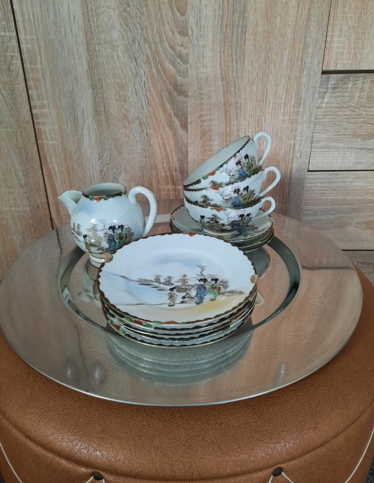 Antiek Japans theeservies Meiji Kutani  eierschaal servies, Ophalen of Verzenden