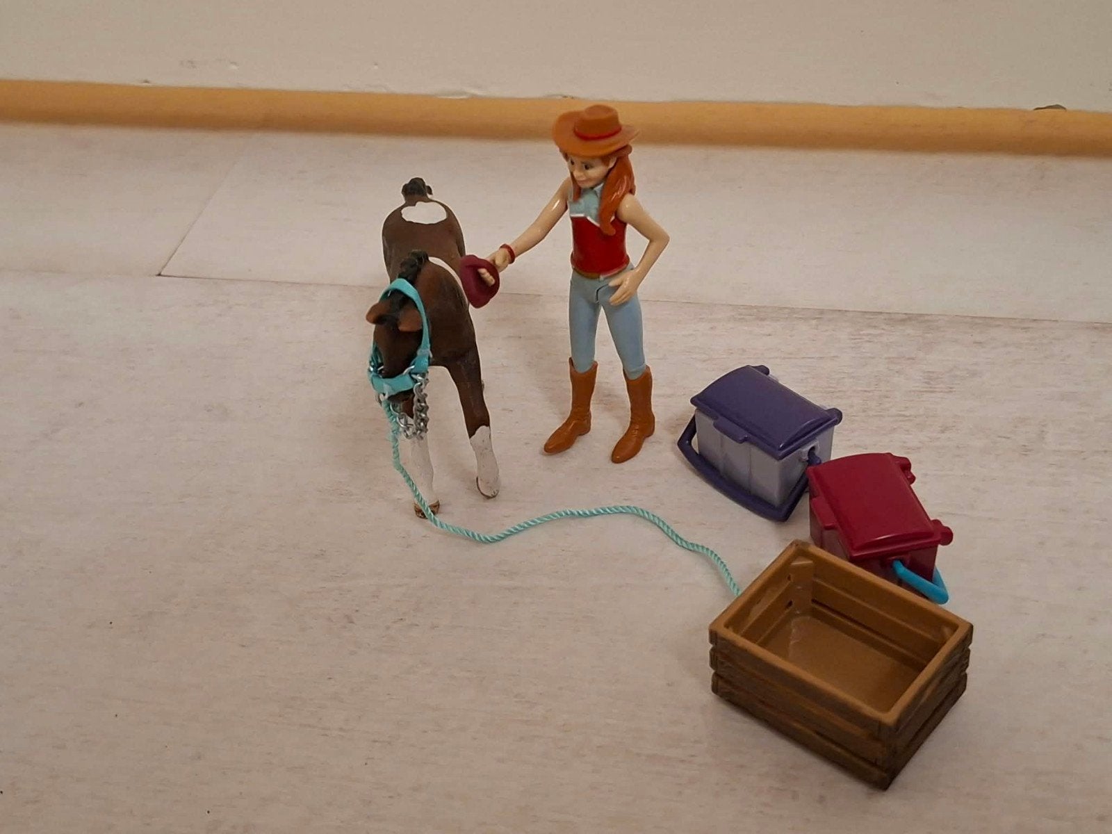 Schleigh Manege met paarden en poppetjes, Gebruikt, Gebouw, Complete set, Ophalen of Verzenden