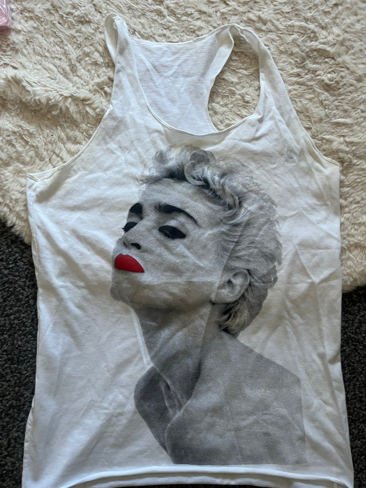 Singlet maat S met Madonna opdruk, Verzenden, Wit, Nieuw, Maat 36 (S)