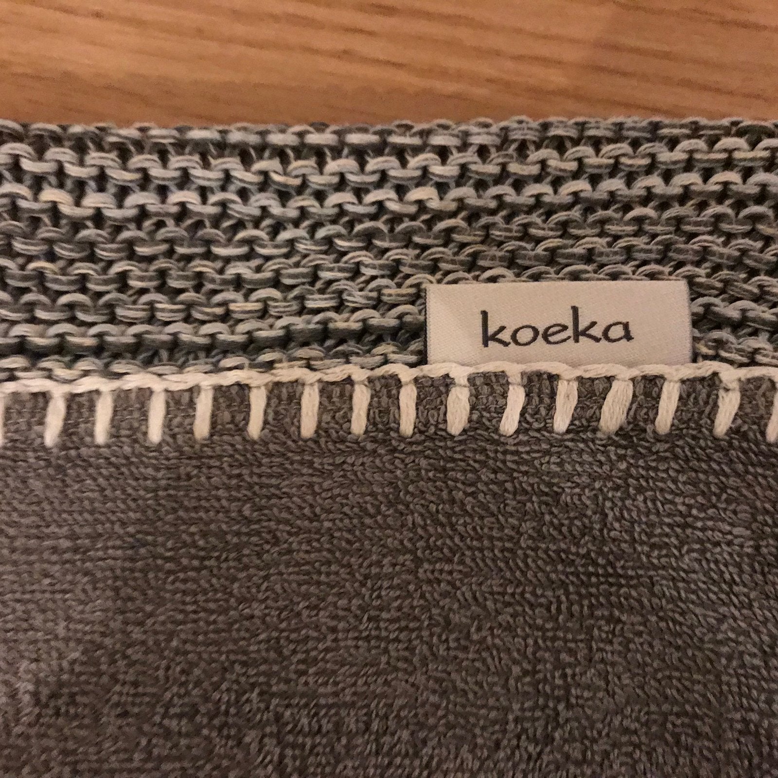 Koeka Porto wiegdeken en aankleedkussenhoes grijs/blauw zgan, Koeka, Ophalen of Verzenden, Zo goed als nieuw, Grijs