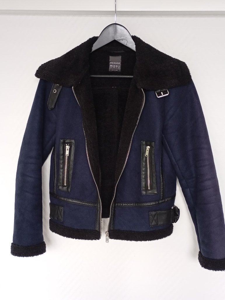 Gaaf kort jasje, gevoerd, lente/herfst - 34/XS (S past ook), Ophalen of Verzenden, Nieuw, Maat 34 (XS) of kleiner, Blauw
