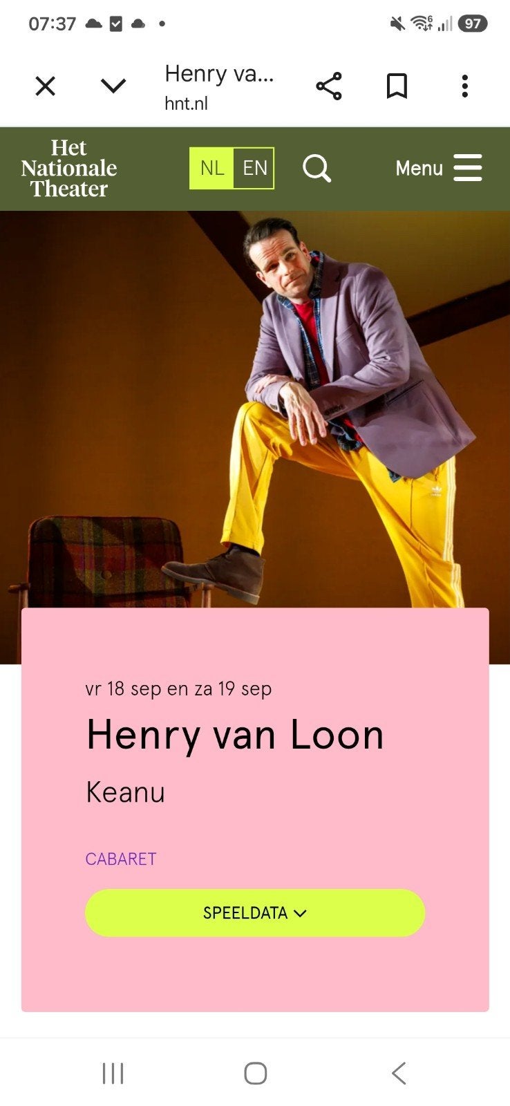 Henry van Loon schouwburg Den haag, Tickets en Kaartjes, Eén persoon, September