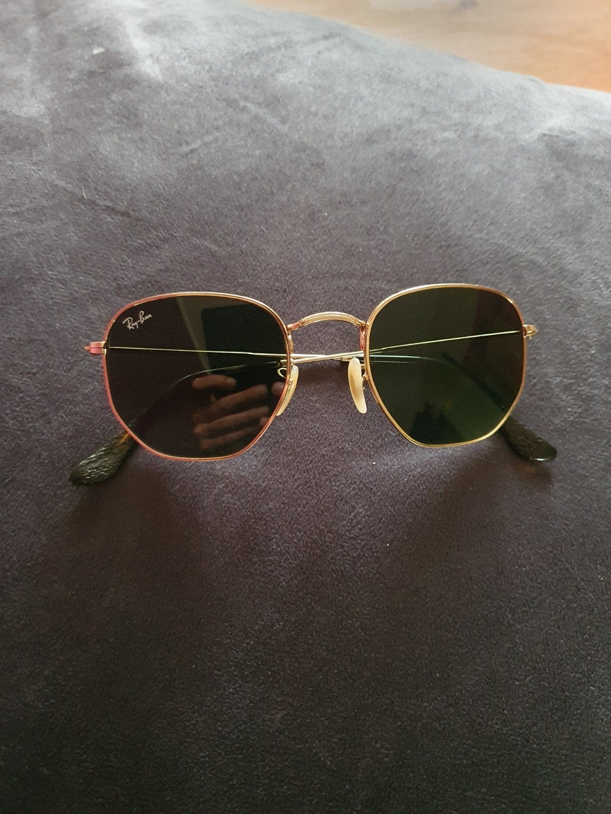 Ray-Ban Zonnebril Hexagonal Goud, Gebruikt, Zonnebril, Ophalen of Verzenden, Ray-Ban