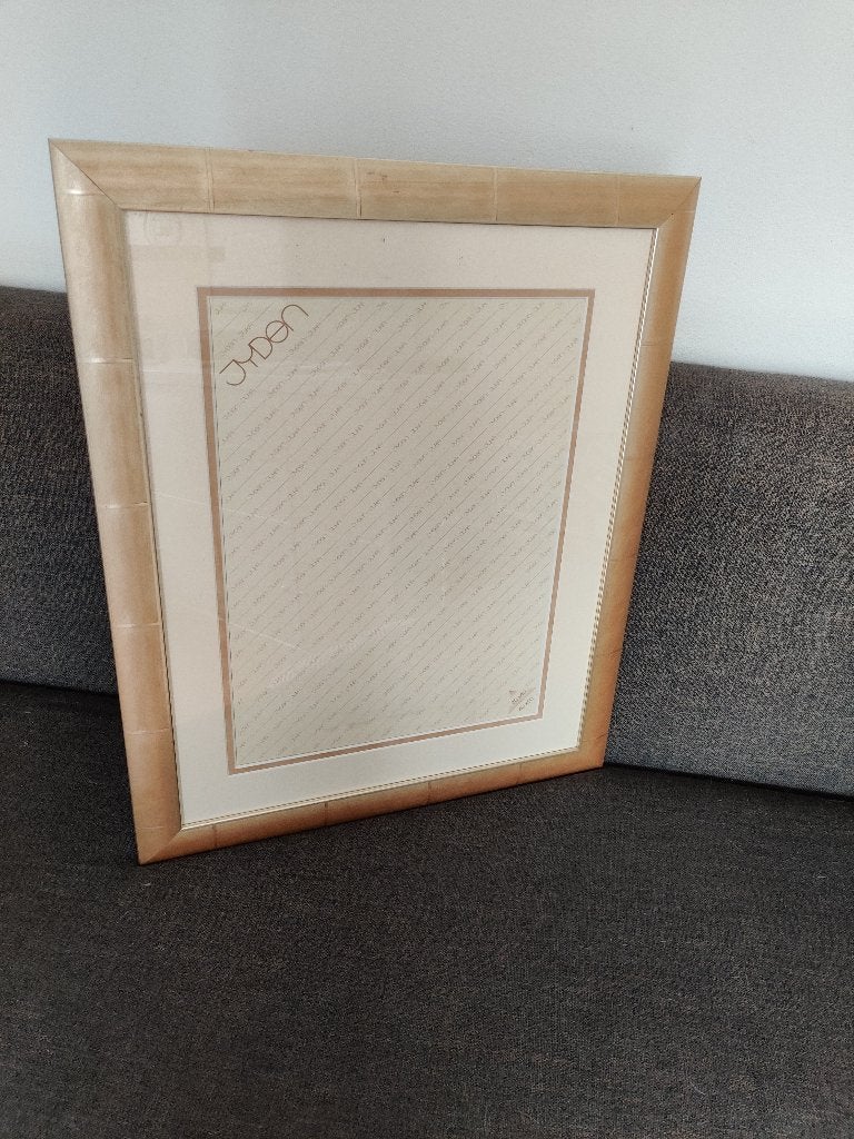 Goudkleurige fotolijst 47 x 57 cm., Ophalen, Gebruikt, Hout, Goud