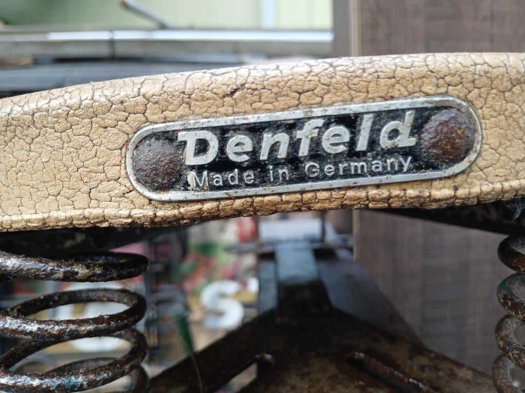Vintage Denfeld fietszadel - Made in Germany, Denfeld, Gebruikt, Staal, Ophalen of Verzenden