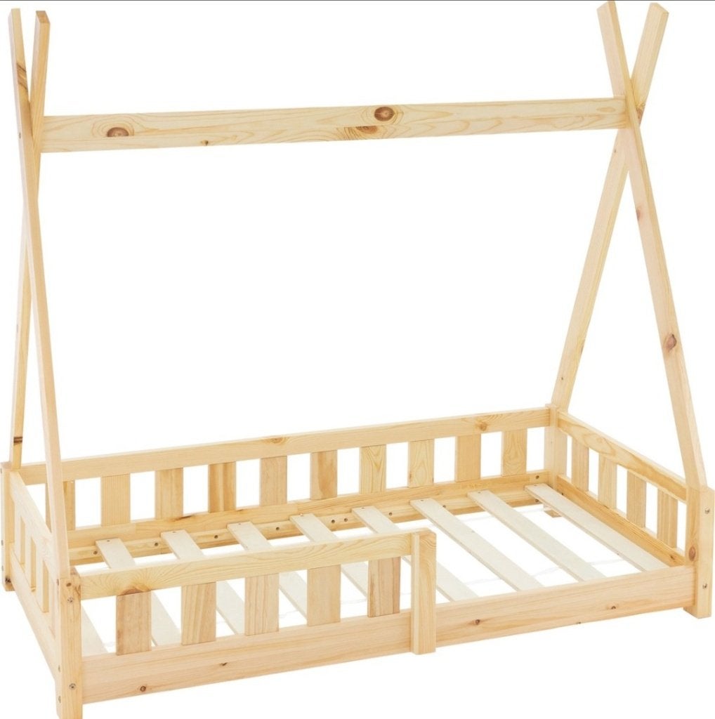Peuterbed tipi 70x140 hout, 70 tot 85 cm, 140 tot 160 cm, Zo goed als nieuw, Ophalen