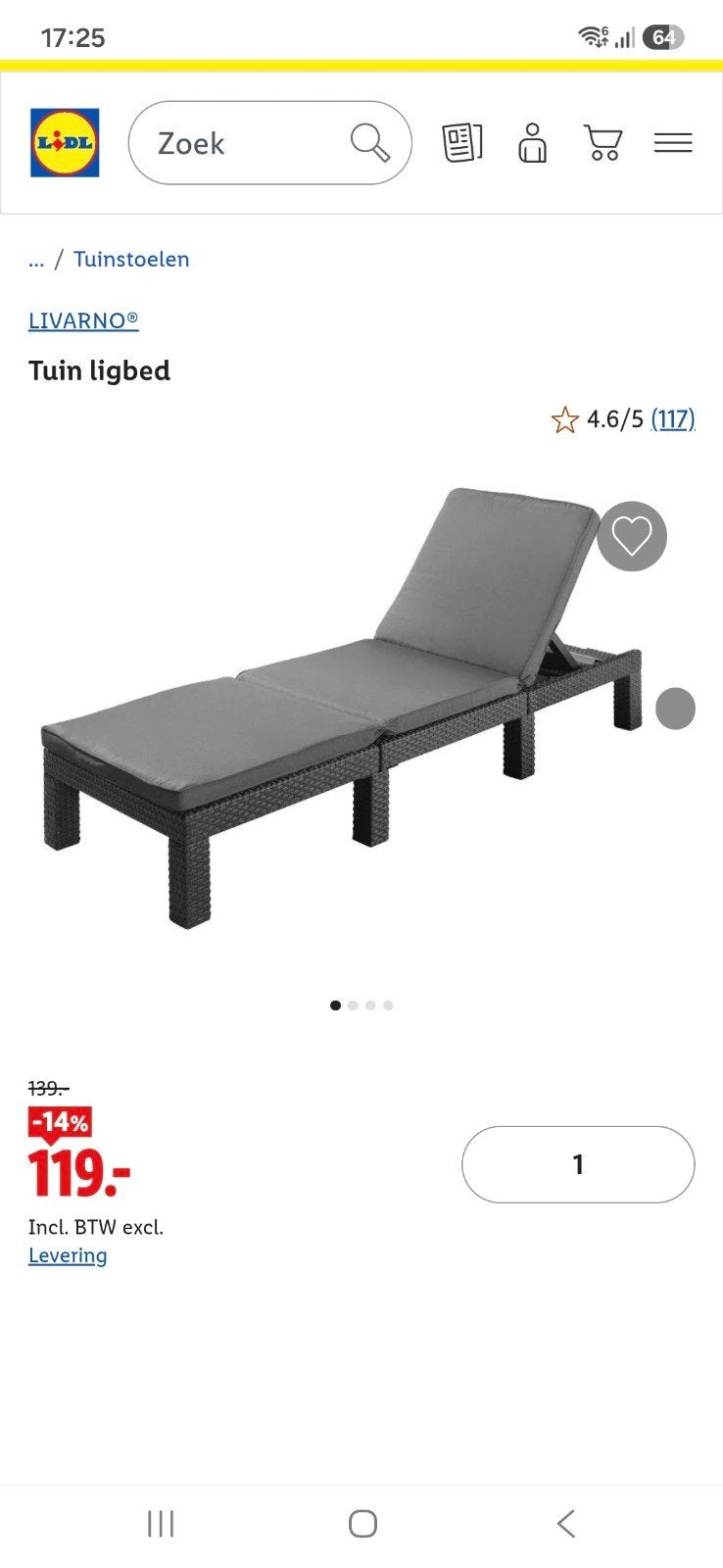 Ligbed rotan grijs, Tuin en Terras, Ligbedden, Ophalen, Zo goed als nieuw, Rotan