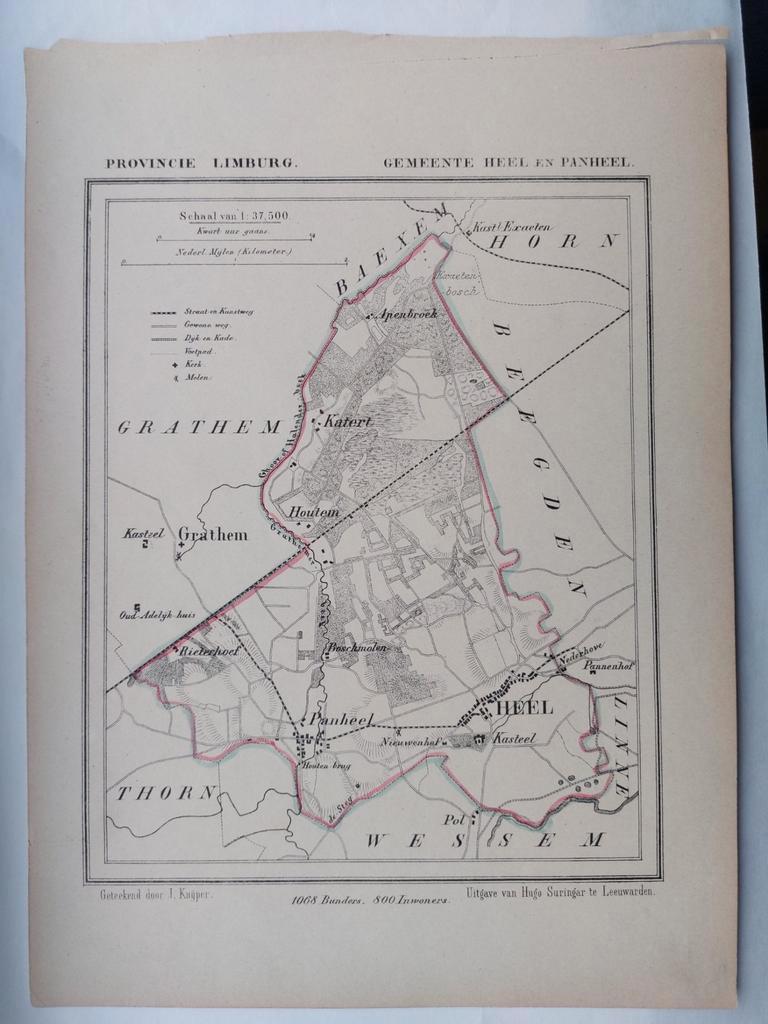 21 / Gemeente Heel en Panheel Limburg Litho door J. Kuyper, Ophalen of Verzenden