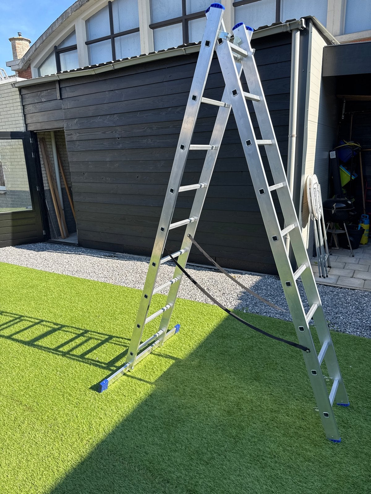 Nieuwe Reform uitschuifladder 2x 9 treden, Doe-het-zelf en Verbouw, Ophalen, Gebruikt, Ladder, Opvouwbaar of Inschuifbaar