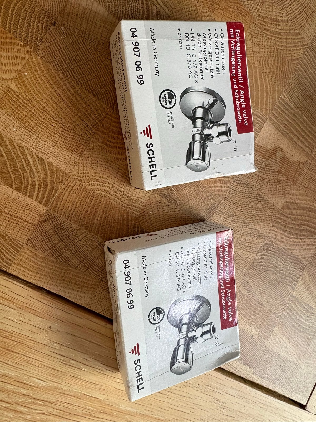SCHELL Hoekstopkraan 2 stuks met verlenging en rozet, chroom, Ophalen, Nieuw, Chroom, Kraan