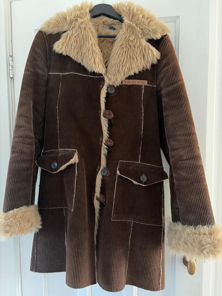 Vintage Corduroy Jas met Bontkraag - SCAPA SPORTS, Ophalen of Verzenden, Gedragen, Maat 36 (S), Bruin