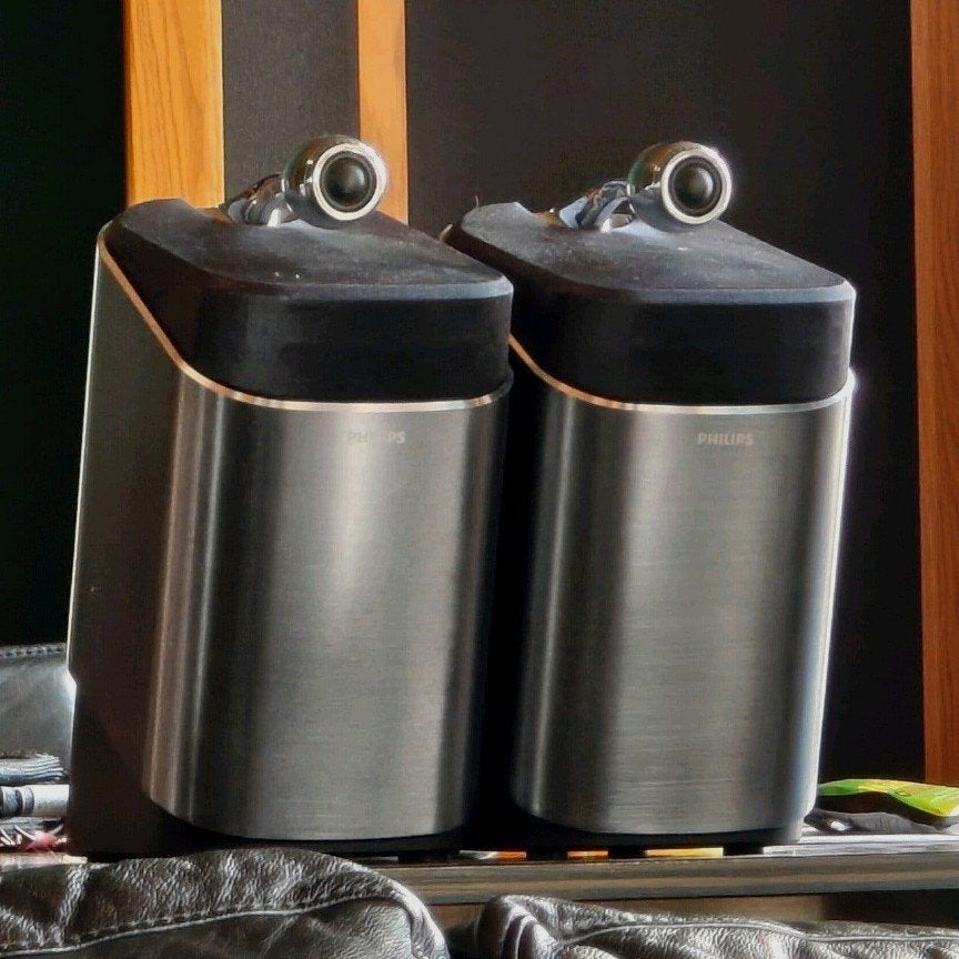 Philips SoundSphere MCD 900 Luidsprekers RVS, Ophalen, Zo goed als nieuw, Stereo speakers