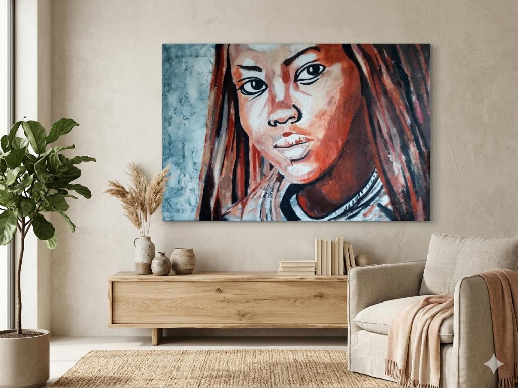 Blik van brons/handgeschilderd lilly/Linda groot doek, Antiek en Kunst, Kunst | Schilderijen | Modern, Ophalen of Verzenden