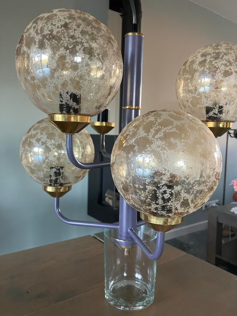 Vintage Sputnik lamp jaren 60/70 - Amber glazen bollen, Ophalen of Verzenden, Minder dan 50 cm