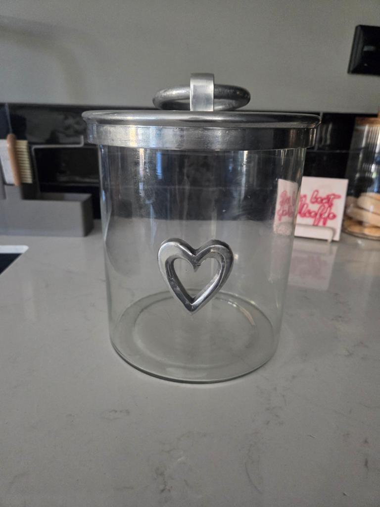 Riviera Maison voorraadpot met hart, Ophalen, Gebruikt, Landelijk, Glas