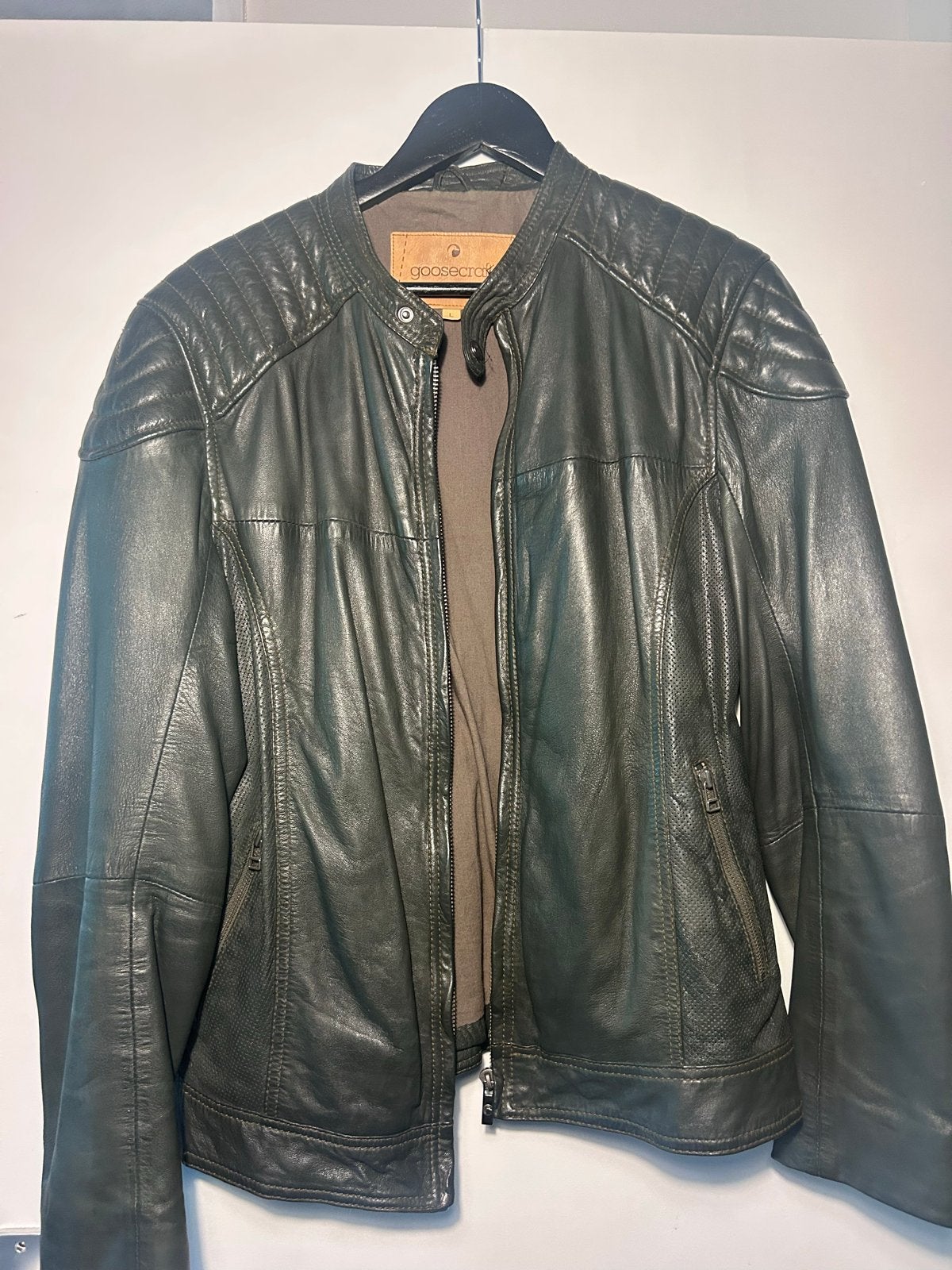 Goosecraft Leren Bikerjack Maat L - Zo goed als nieuw, Kleding | Heren, Ophalen of Verzenden, Zo goed als nieuw, Groen