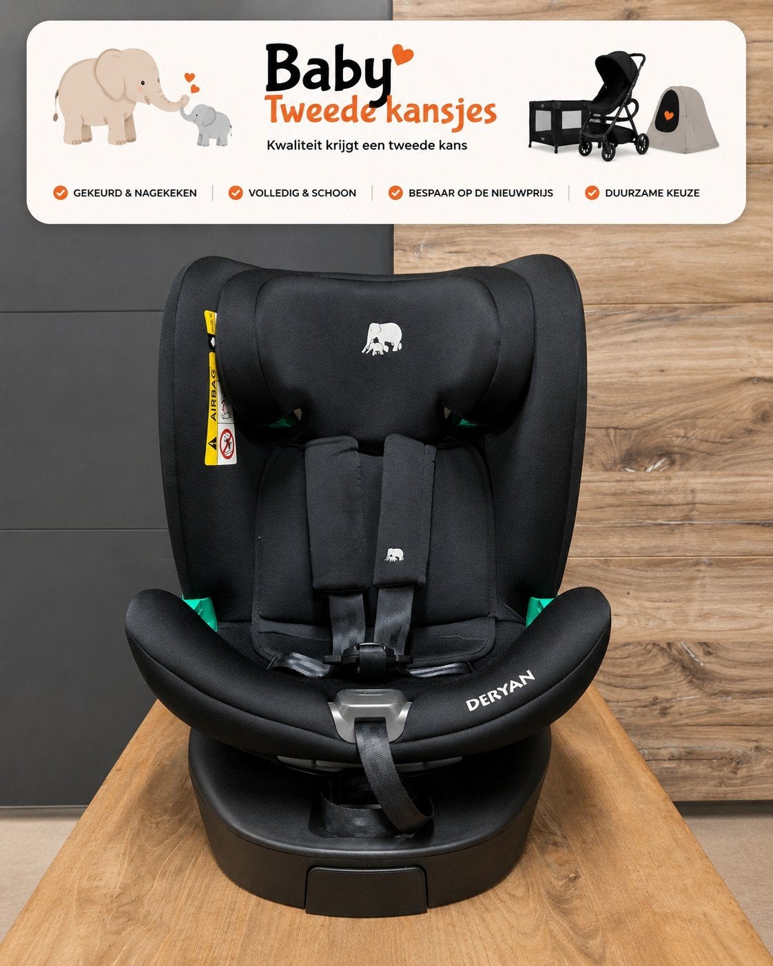 DERYAN Chase Autostoel 40-150 cm (0-12 jaar) Outlet, Ophalen, Nieuw, Overige merken, Isofix