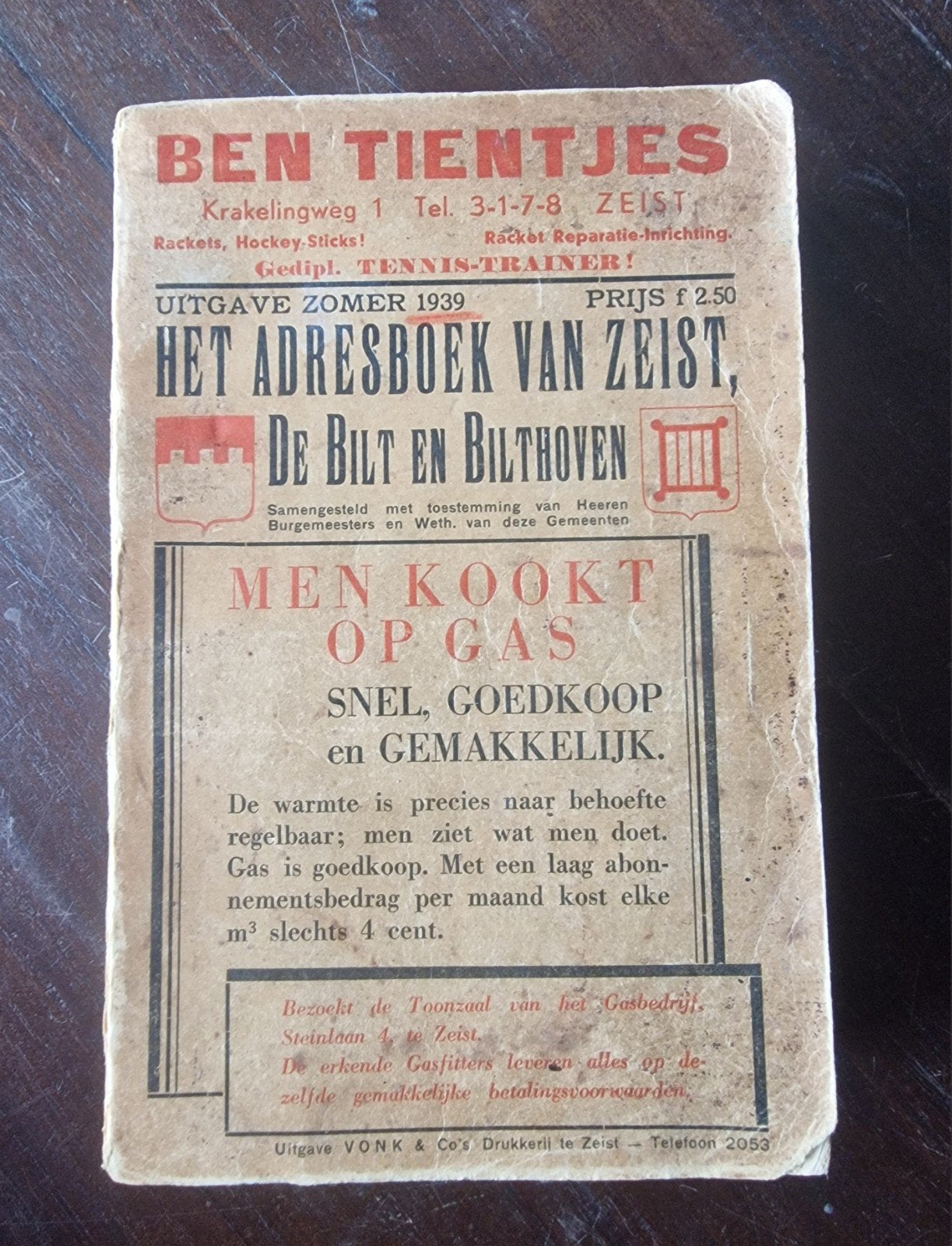 Adresboek Zeist, De Bilt en Bilthoven 1939, Boeken, Ophalen of Verzenden, Gelezen, Onbekend, Catalogus