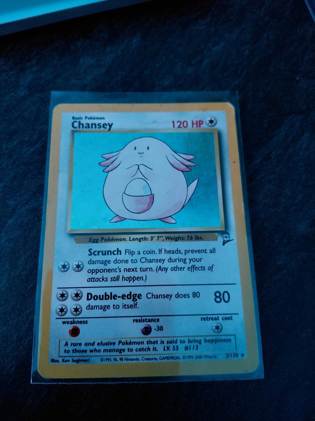 Chansey holo - kaart 3/130 uit 1995, Hobby en Vrije tijd, Verzamelkaartspellen | Pokémon, Ophalen of Verzenden, Nieuw, Losse kaart