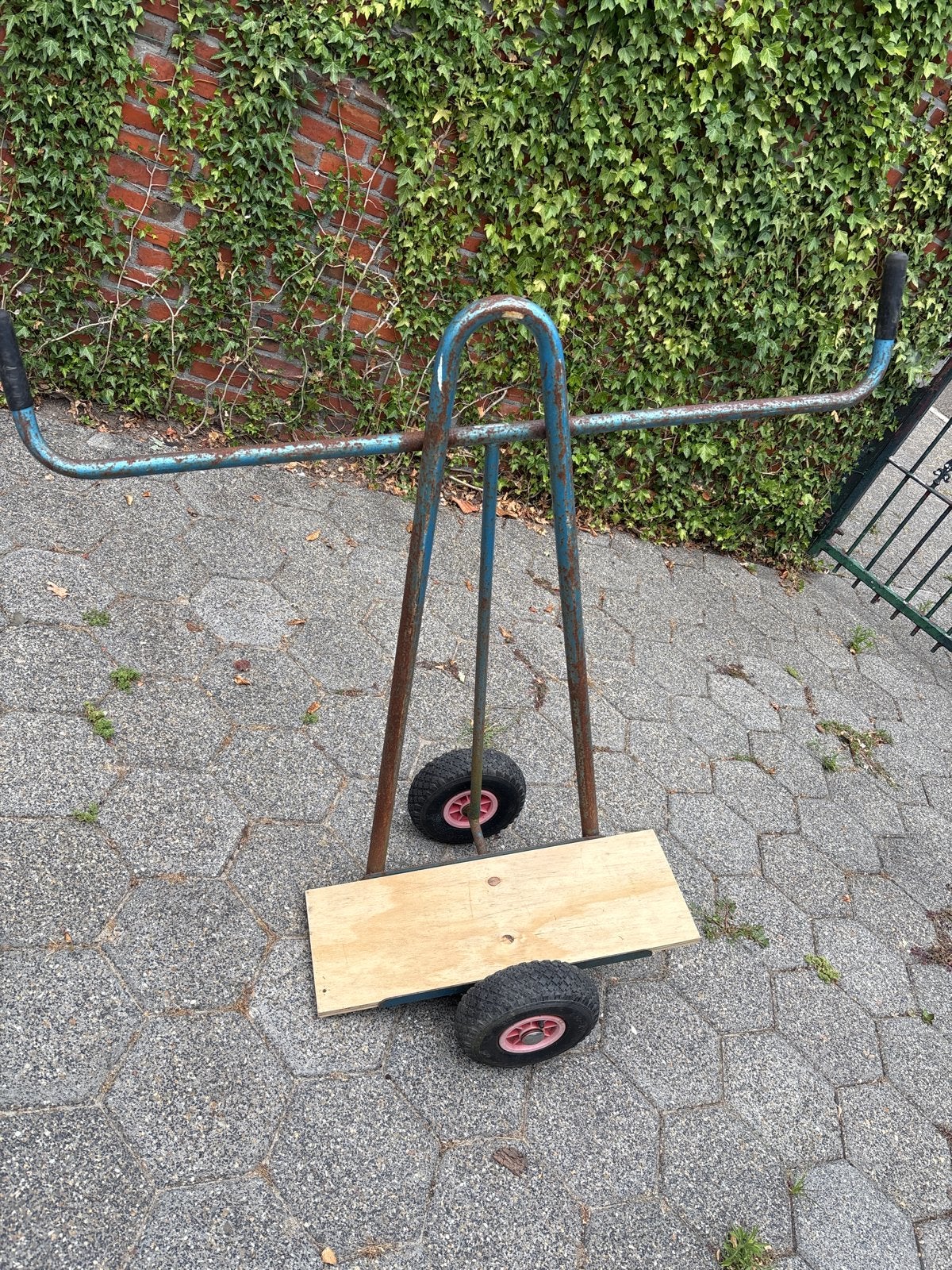 Stevige transportkar met houten plateau, Doe-het-zelf en Verbouw, 100 liter of meer, Ophalen, Gebruikt, Transportkar