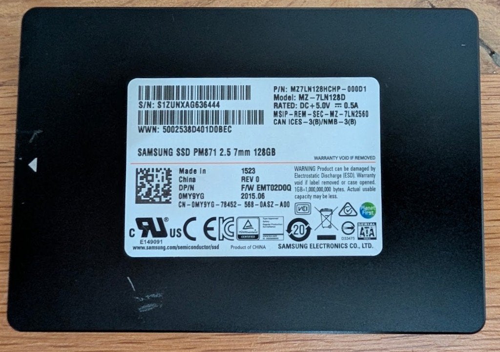 Samsung SSD PM871 2.5" 128GB, Computers en Software, Harde schijven, Ophalen of Verzenden, Zo goed als nieuw, Samsung, Laptop