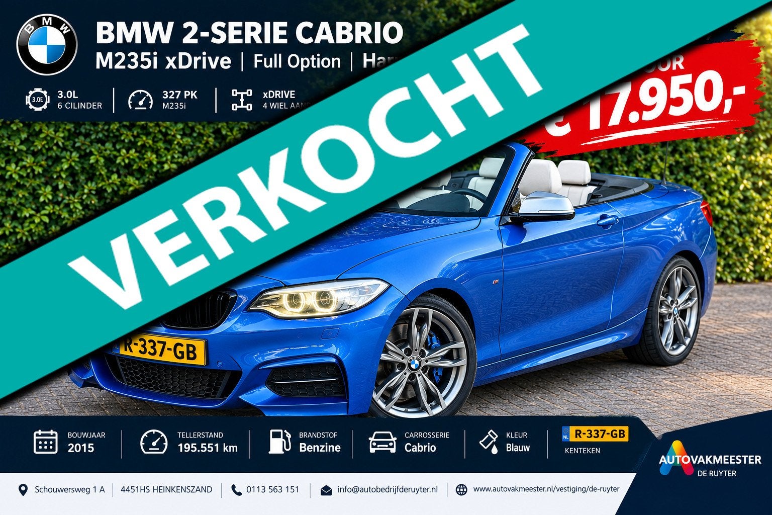 BMW 2-serie Cabrio M235i xDrive |Full Option | Harman Kardon, Auto's, Automaat, Gebruikt, 1645 kg, Leder