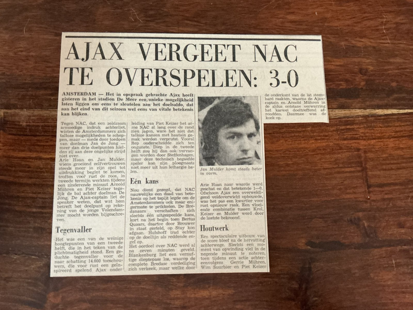 Voetbal krantenartikel Ajax NAC februari 1974, Ophalen of Verzenden, Knipsel(s)