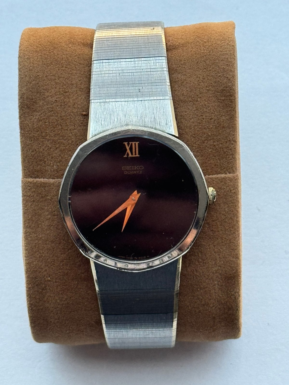 Vintage Seiko Quartz–Uniek Design–Donker Wijzerplaat–Werkend, Ophalen of Verzenden, Seiko