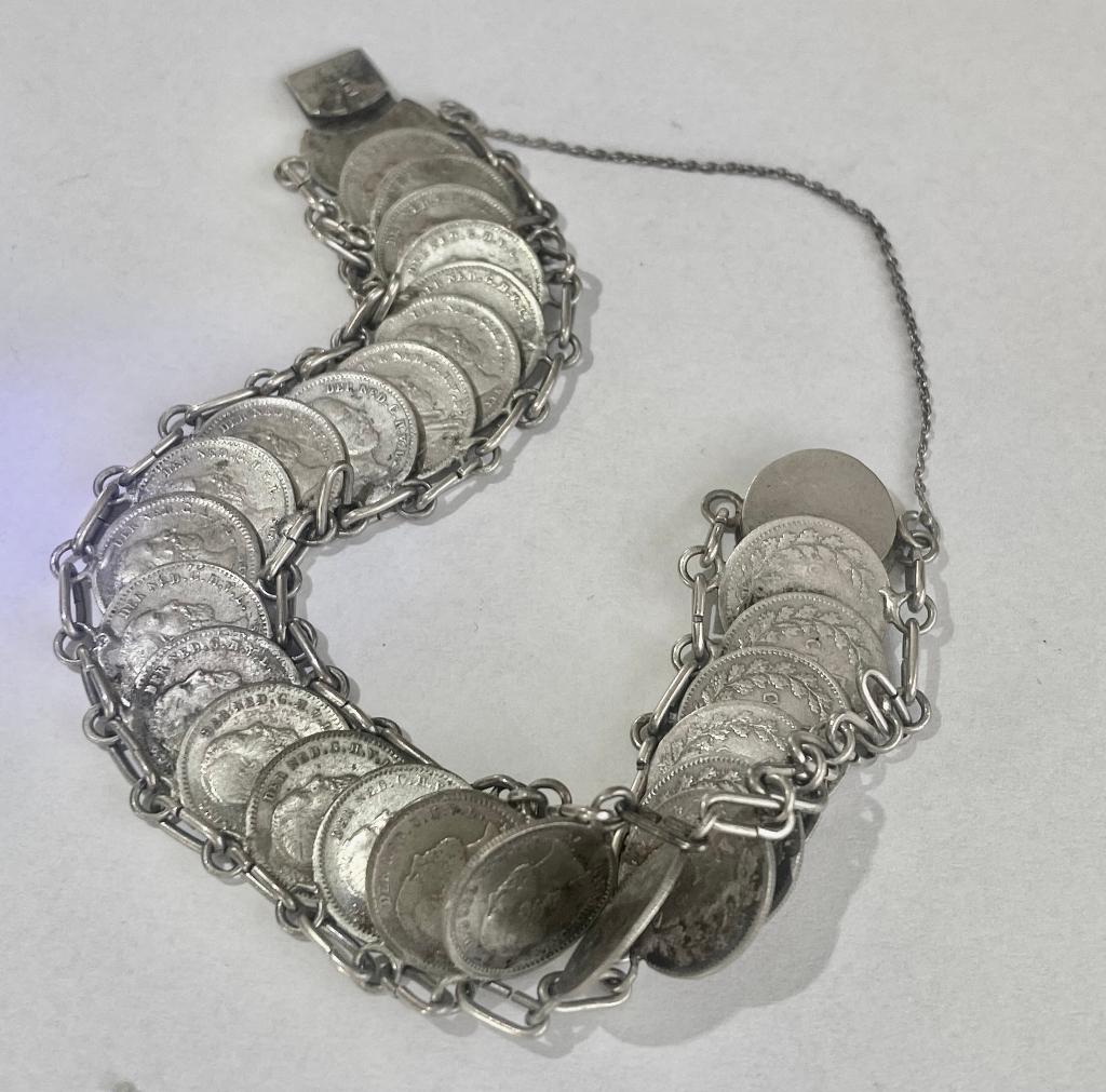 Zilveren armband Willem de derde 5 c munten, Ophalen of Verzenden, Gebruikt, Zilver, Zilver