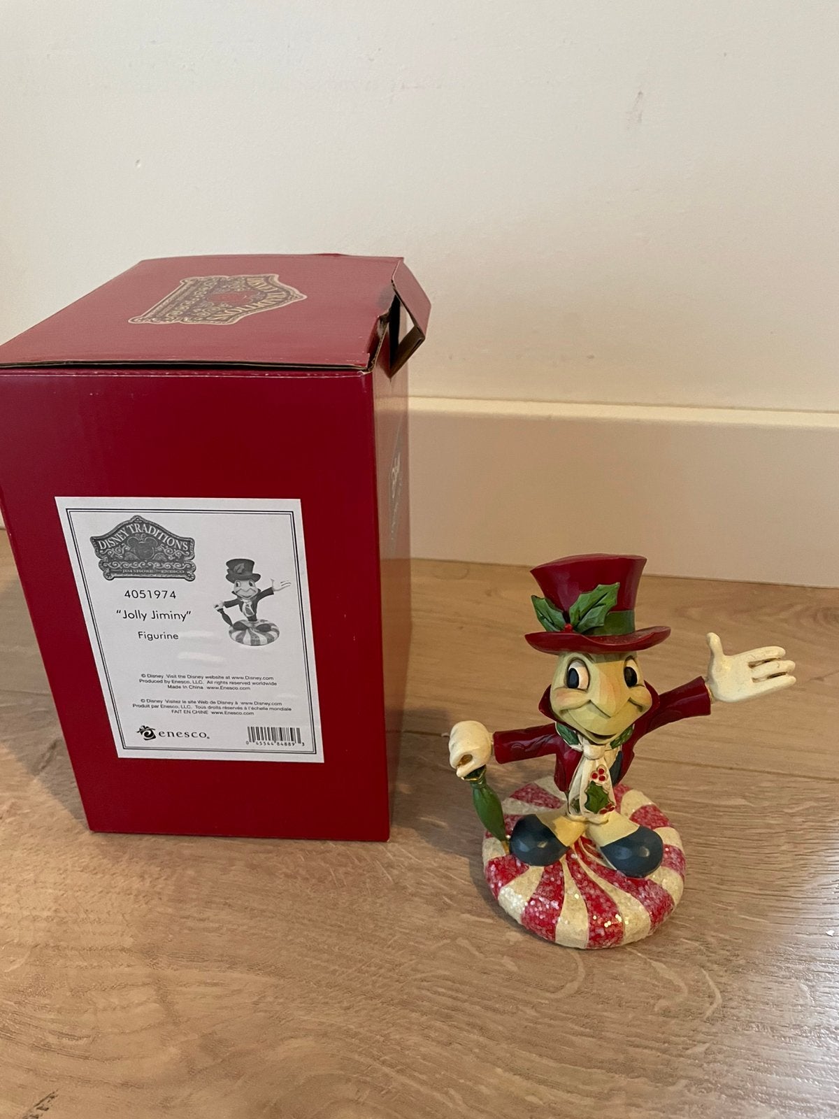 Jim Shore Disney traditions kerstmis Jimini Cricket Japie, Ophalen of Verzenden, Overige figuren, Zo goed als nieuw, Beeldje of Figuurtje