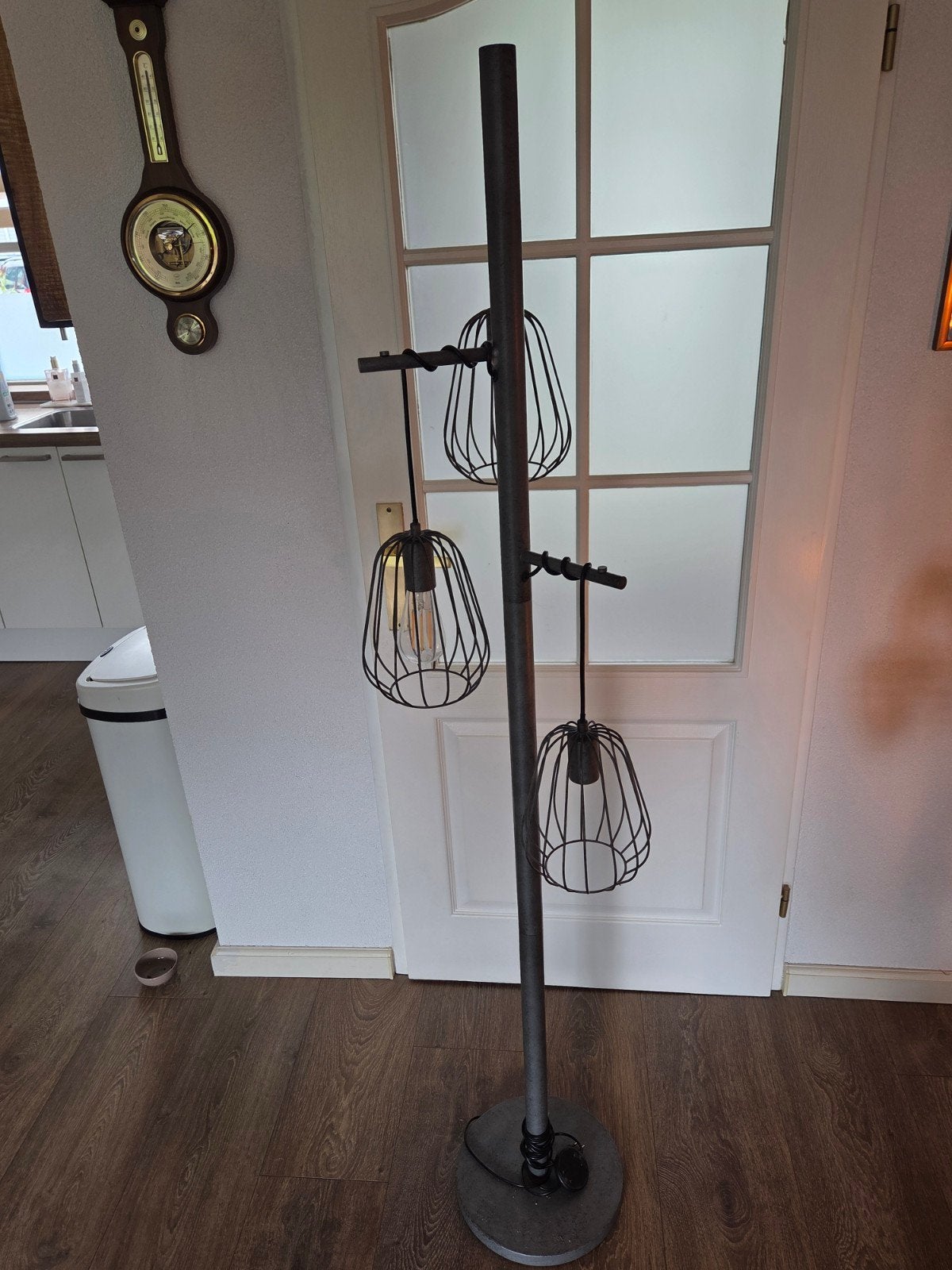 Mooie zilver grijze vloerlamp met dimfunctie. Geen beschadig, Ophalen, E27 (groot), Zo goed als nieuw, Metaal