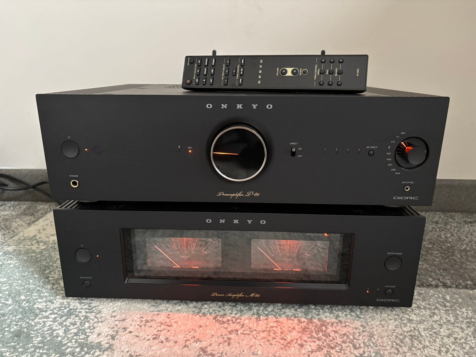 Onkyo P80 & M80 set, Ophalen, Zo goed als nieuw, 120 watt of meer, Stereo
