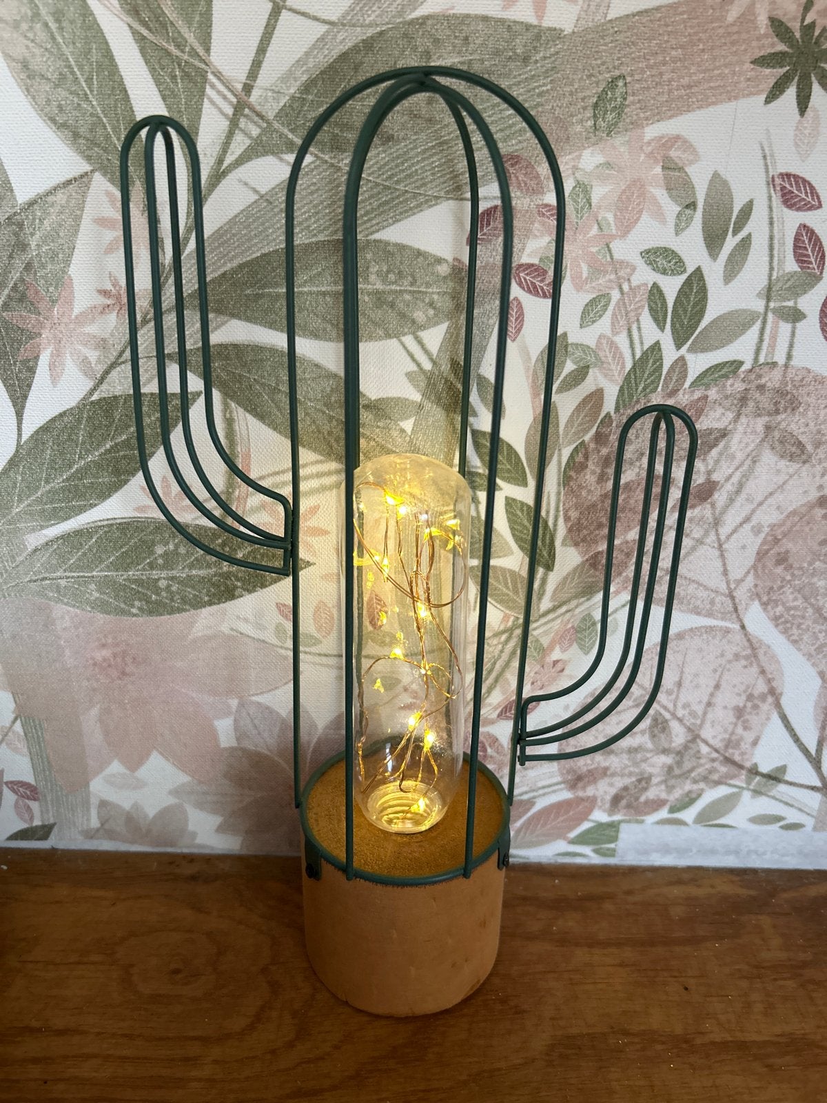 Cactus tafellamp met LED-verlichting, Overige merken, Overige fittingen, Zo goed als nieuw, Werkt op batterijen