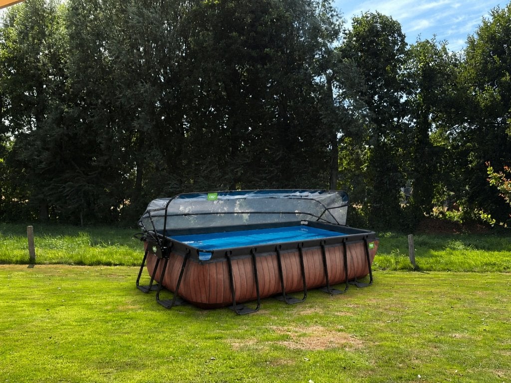 Exit zwembad wood 4x2m rechthoekig met kap, Tuin en Terras, Zwembaden, Gebruikt, Opzetzwembad, 80 tot 120 cm, 400 cm of meer, 200 tot 300 cm