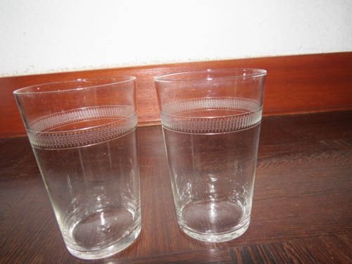 6 Antieke Water/Limonadeglazen - Geslepen Glas, 10cm Hoog, Ophalen of Verzenden