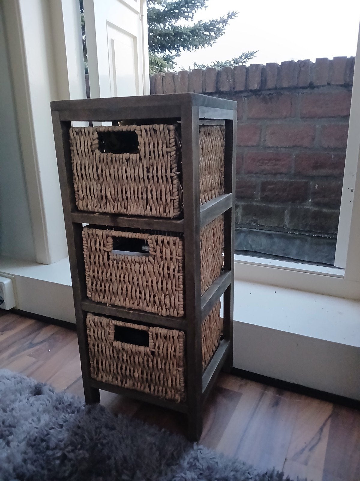 Houten ladekastje met mandjes, Ophalen, Minder dan 50 cm, Gebruikt, 3 of 4 laden
