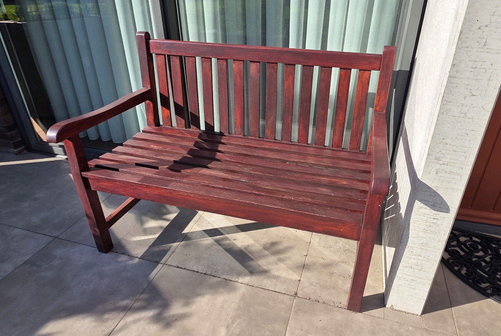 Houten tuinbank teakhout hardhout, Ophalen, Gebruikt, Hout