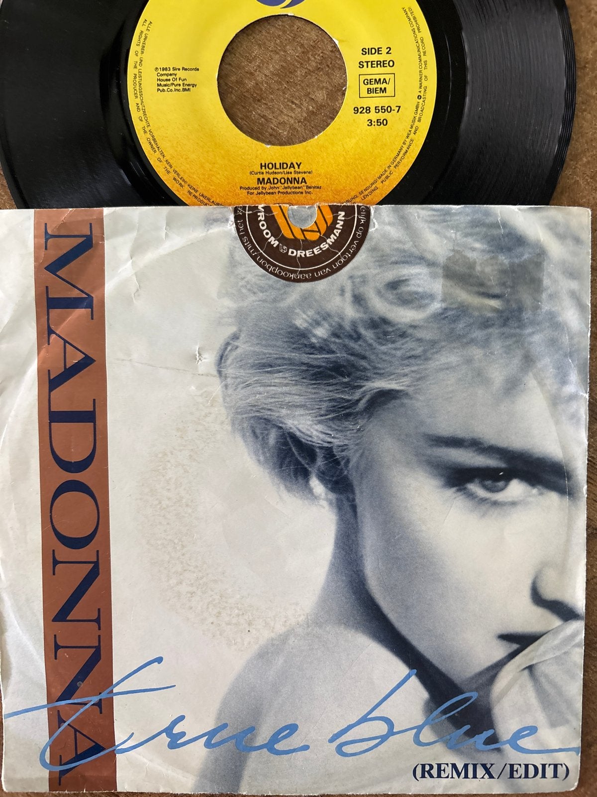 Madonna - True Blue (Remix/Edit) / Holiday 7 inch vinyl, Gebruikt, 7 inch, EP, Fotohoes