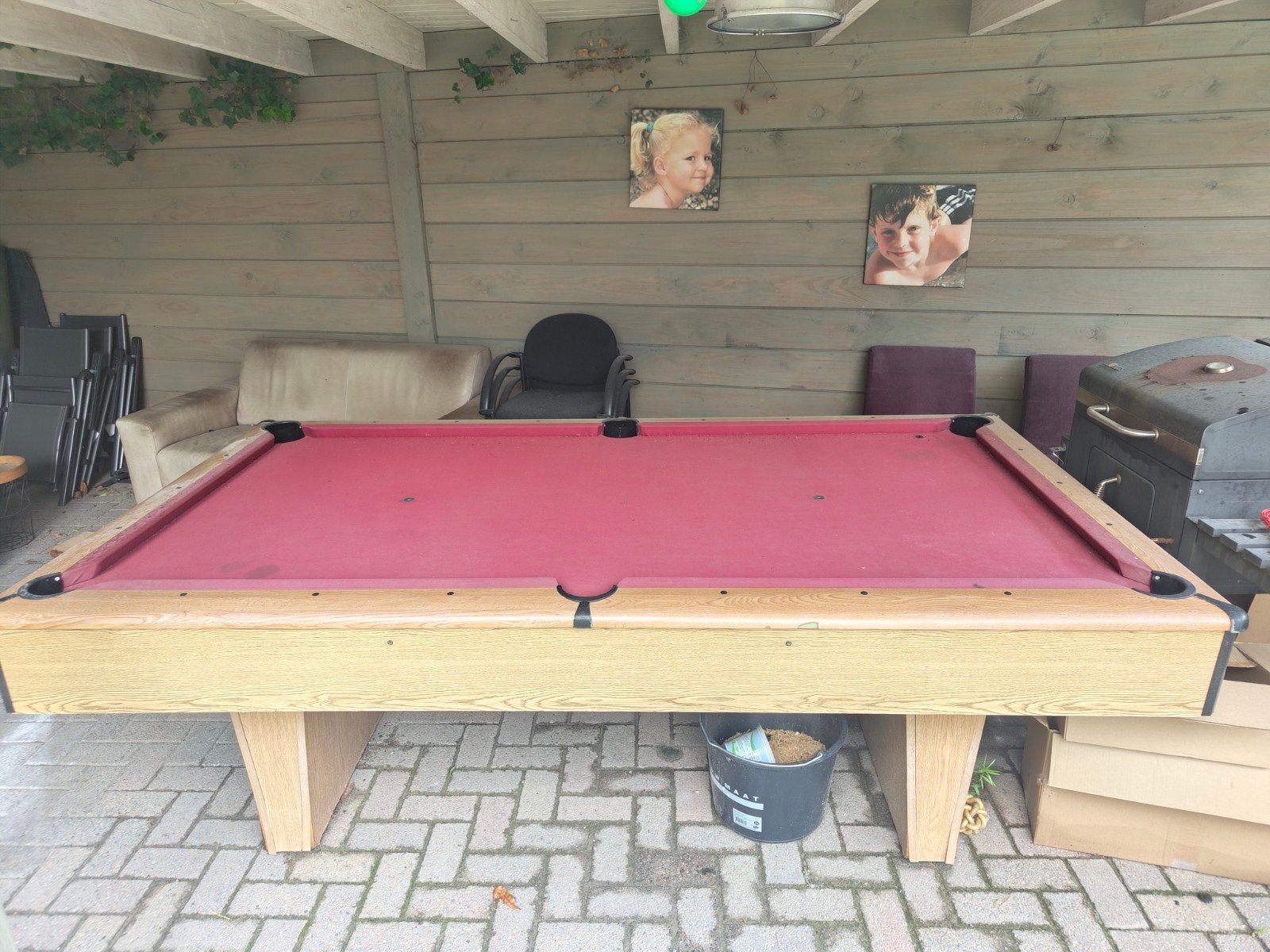 Pooltafel leisteenblad, Sport en Fitness, Biljarten en Poolen, Ophalen, Gebruikt, Pooltafel