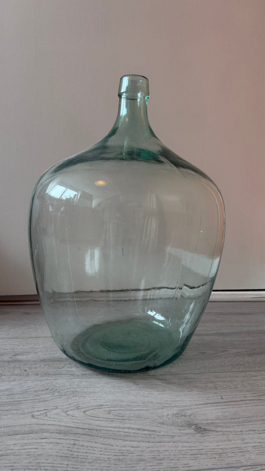 Grote glazen fles / vaas - Lichtgroen - 50x35cm, Ophalen, Zo goed als nieuw, Groen, Glas